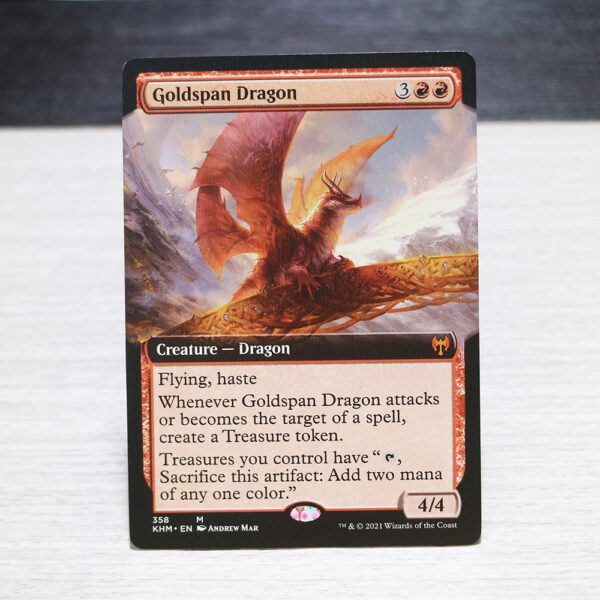 Goldspan Dragon extended art Kaldheim (KHM) hologram