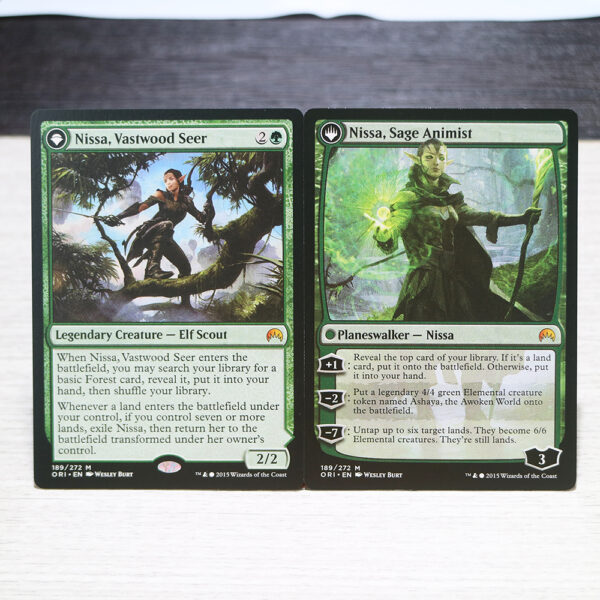 Nissa, Vastwood Seer & Nissa, Sage Animist Magic Origins ORI hologram