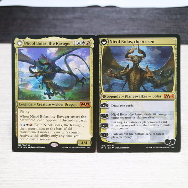 Nicol Bolas, the Ravager & Nicol Bolas, the Arisen Core Set 2019 (M19) hologram