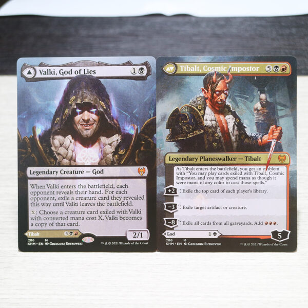 Valki, God of Lies & Tibalt, Cosmic Impostor extended art 286 Kaldheim (KHM) hologram